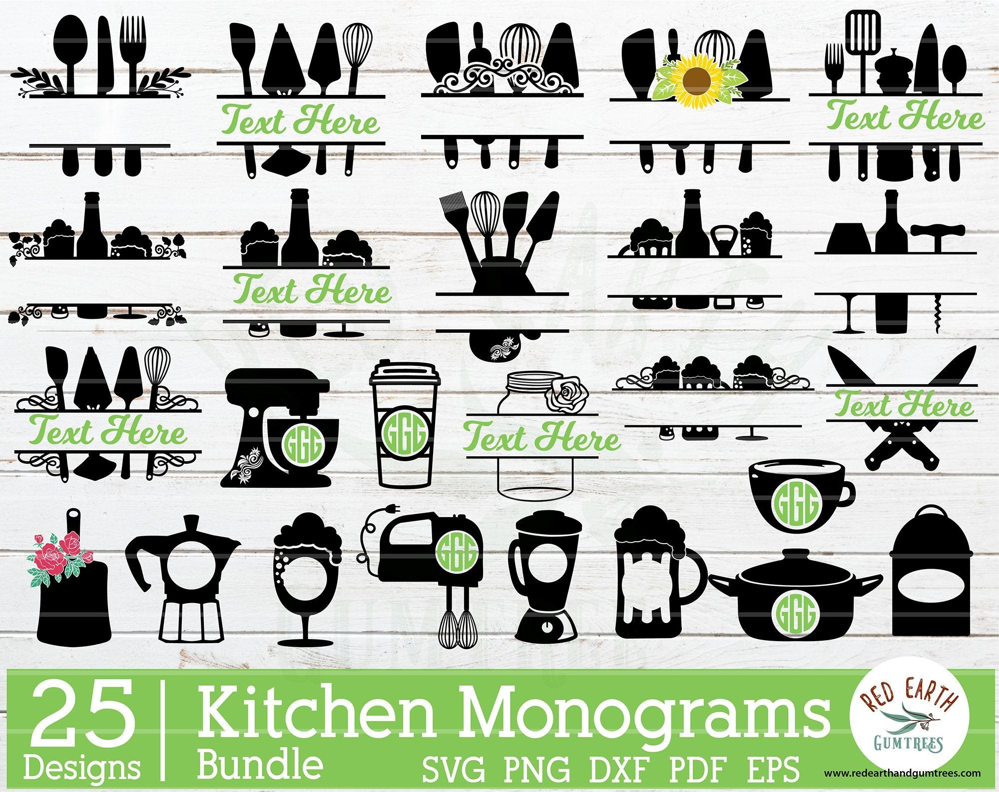 Download Kitchen Monogram Frames Bundle Svg Bundle So Fontsy