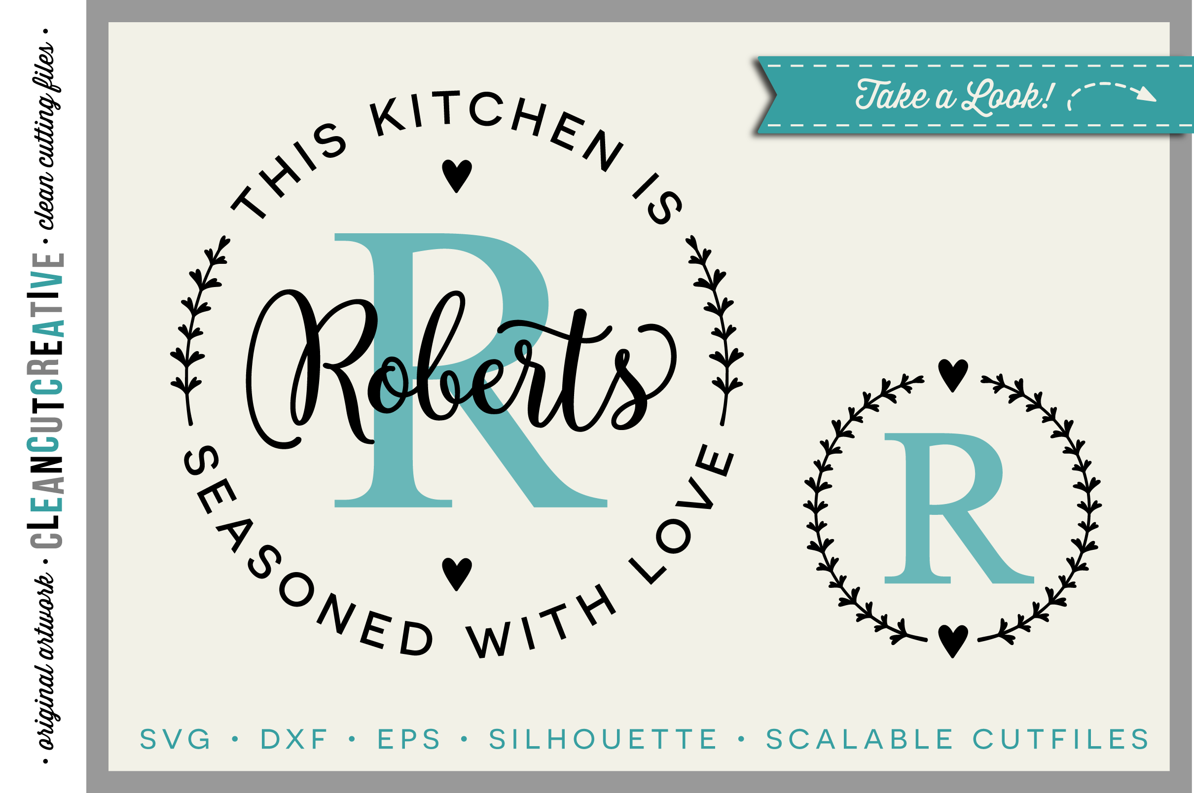 Download Kitchen Seasoned With Love Personalize Svg Monogram Frame So Fontsy