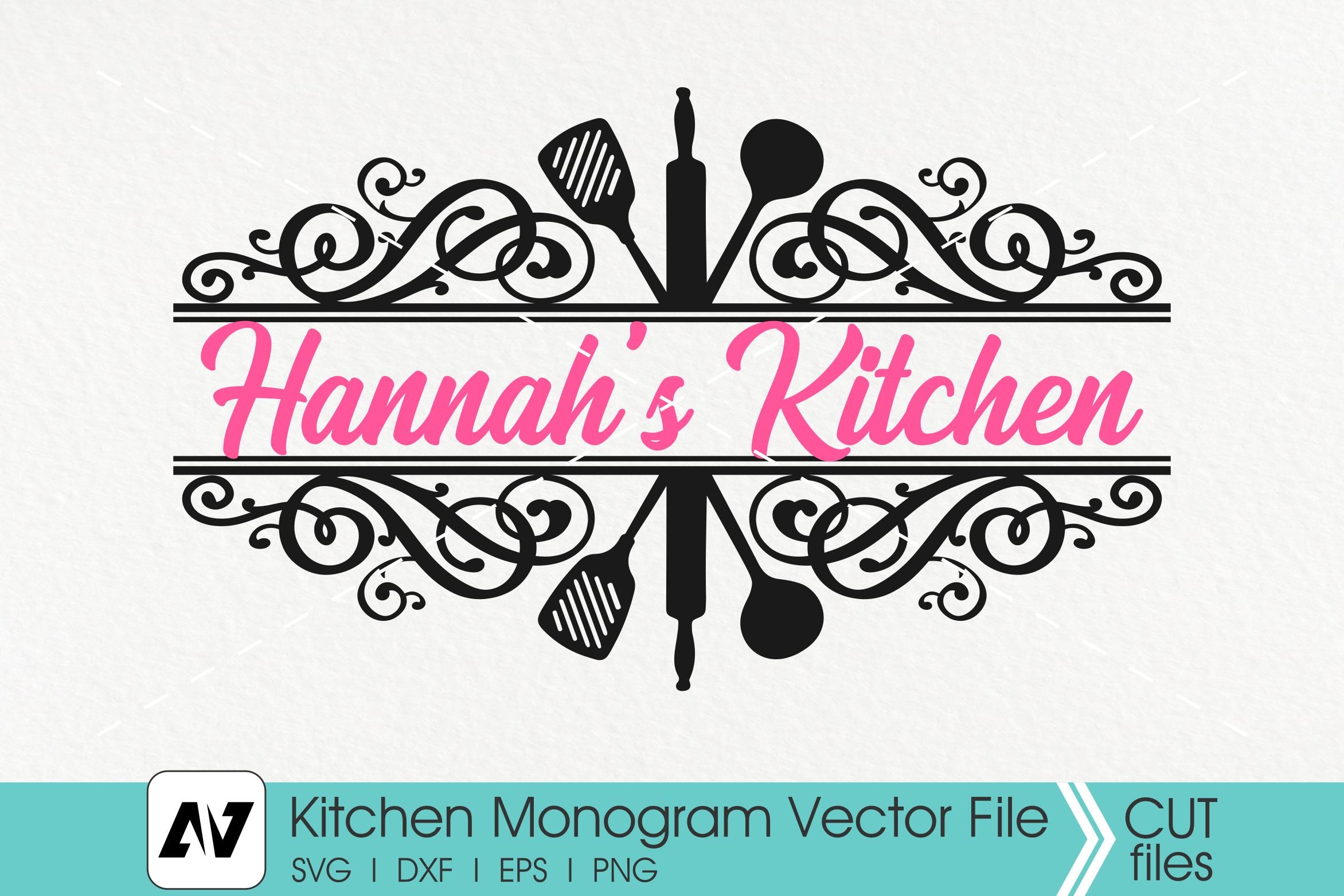 Kitchen Svg Kitchen Monogram Svg Kitchen Utensils Svg So Fontsy