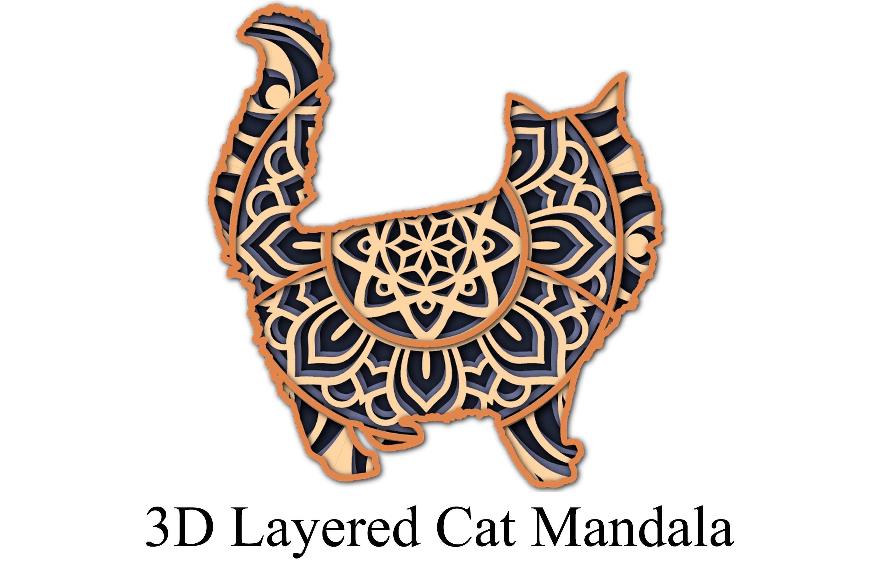 Download Party Decor Party Supplies Silhouette Cutting Machine Multi Layered Svg 3d Cat Mandala Multilayered Kitten Svg Files Premium Bundle For Glowforge Laser Cut Cricut