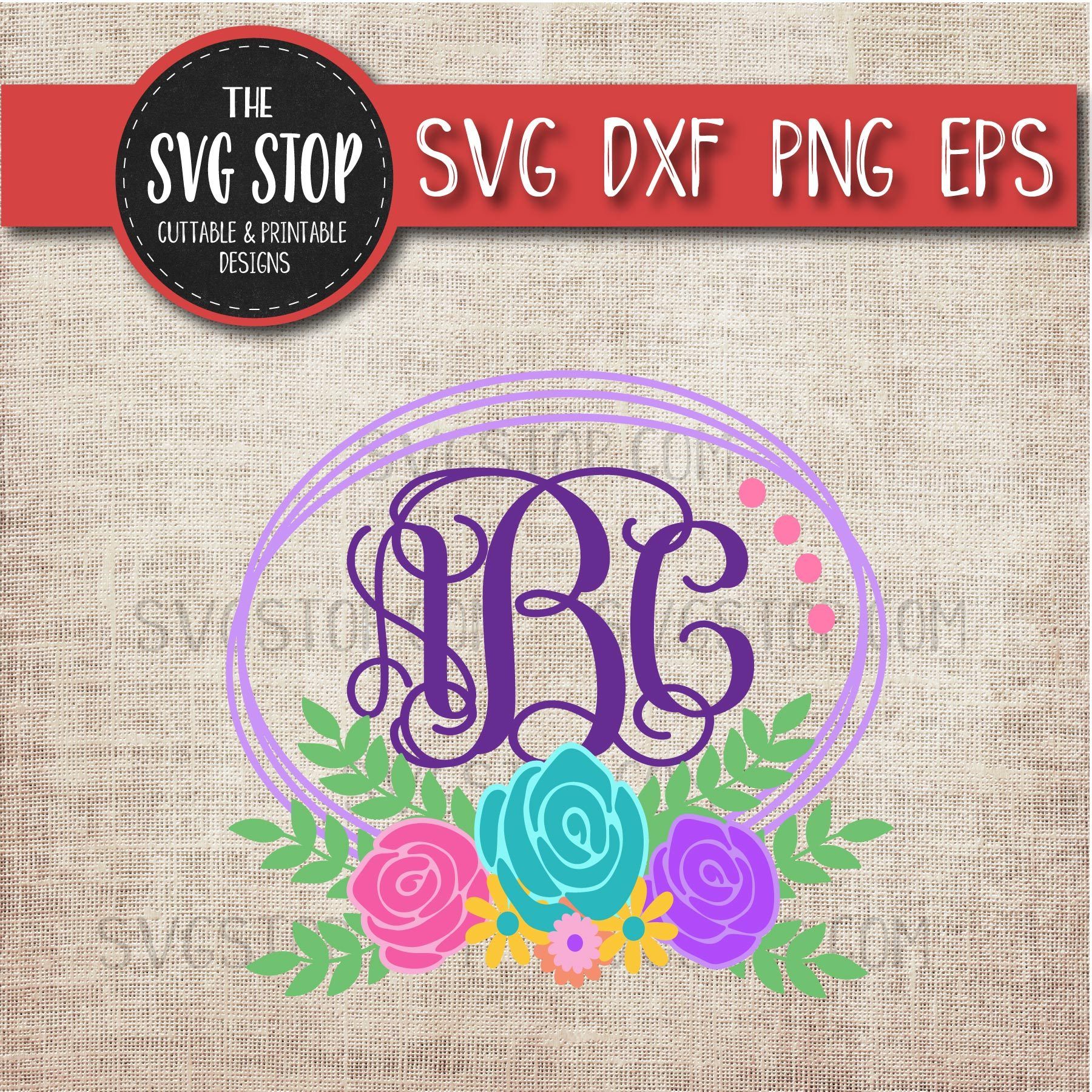 Layered Flower Monogram Frame Easter Svg So Fontsy