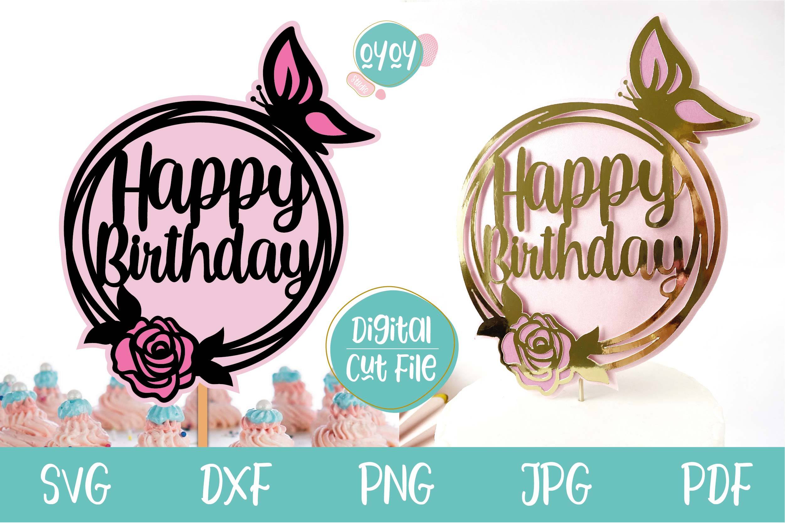 Layered Happy Birthday Cake Topper Svg 3d Paper Craft So Fontsy