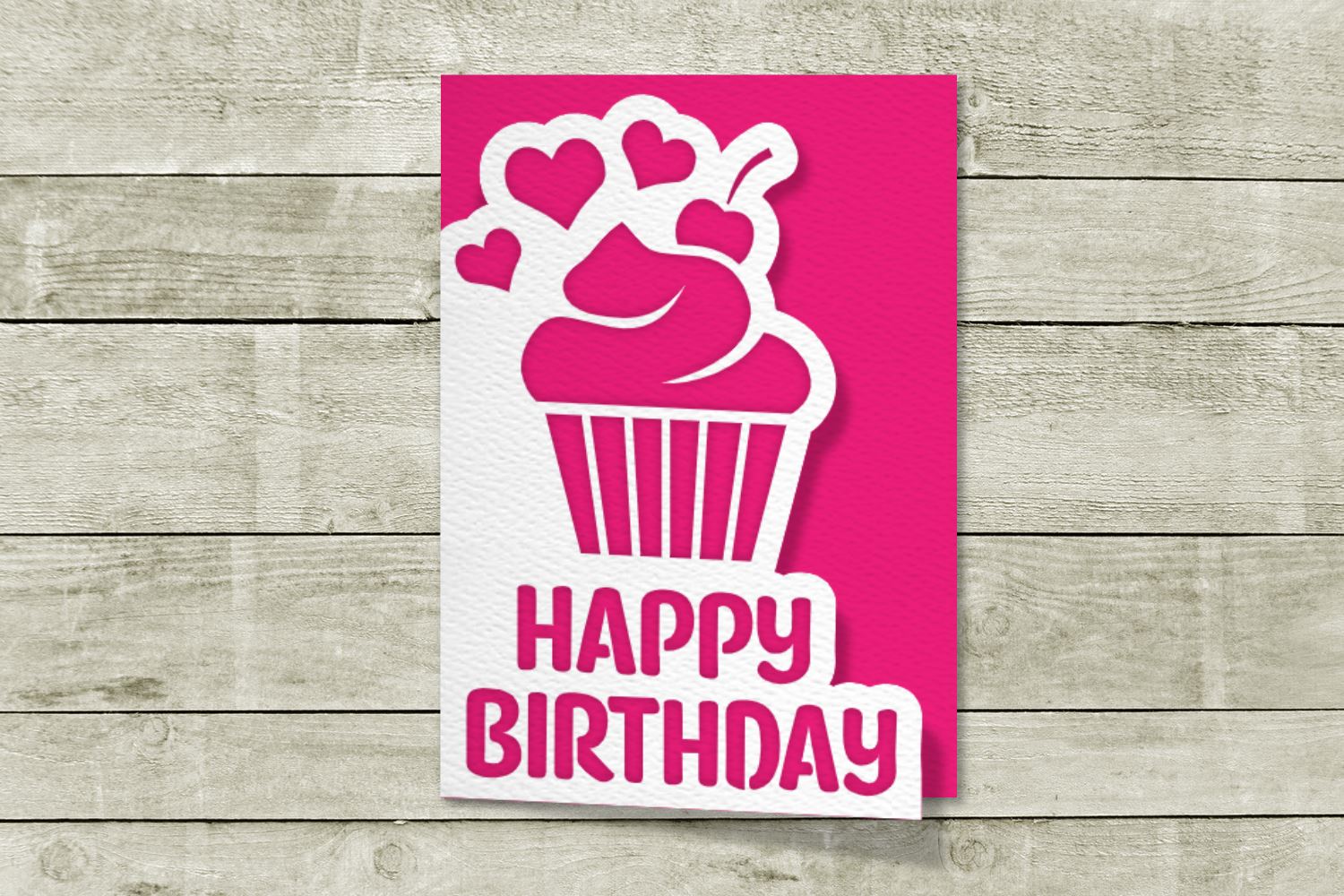 Download Layered Papercut Birthday Card With Cupcake Svg So Fontsy