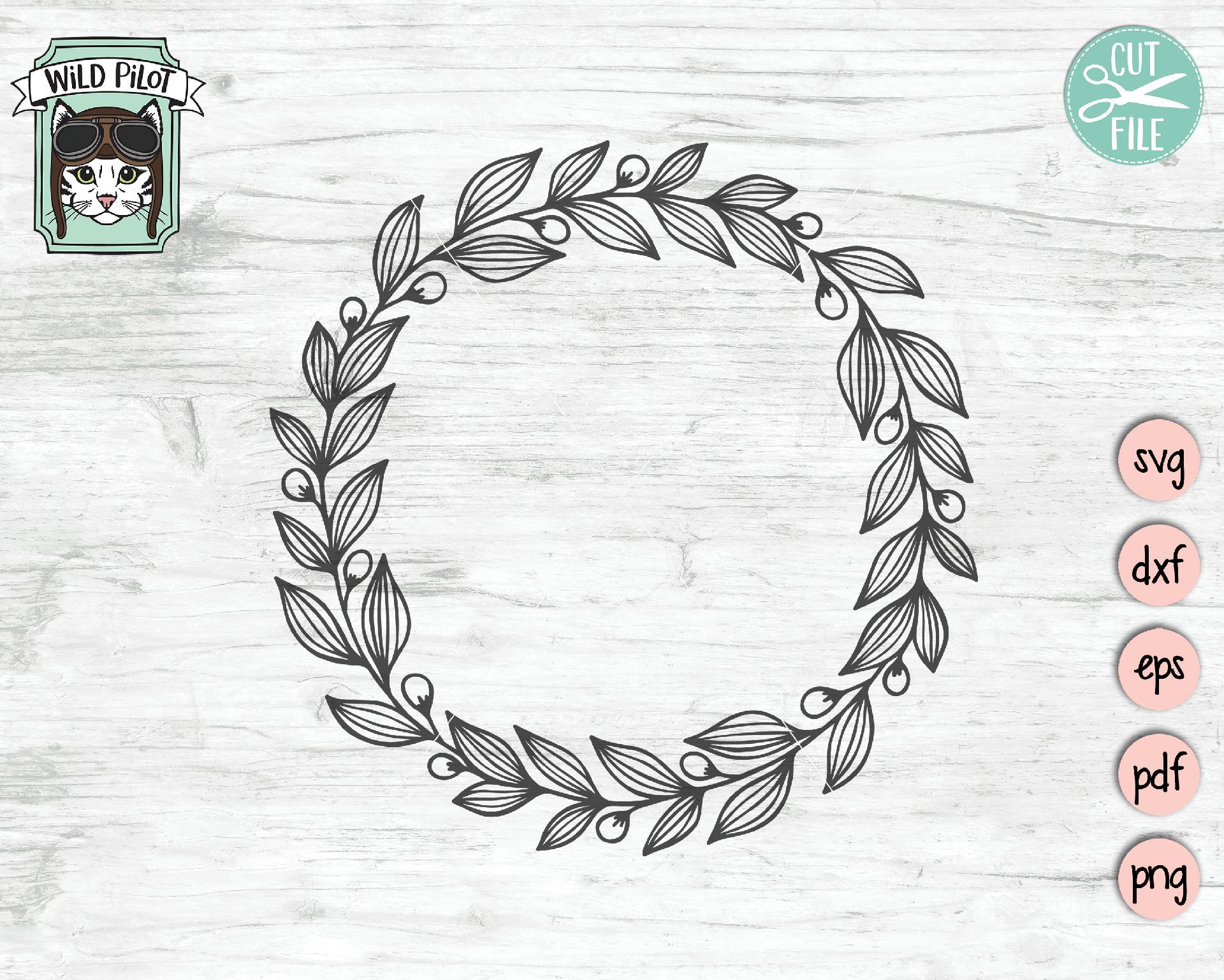 Download Leaf Wreath Monogram Frame Svg Cut File So Fontsy