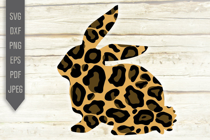 Leopard Print Easter Bunny Svg. Bunny Silhouette Svg. Easter Svg. Leop