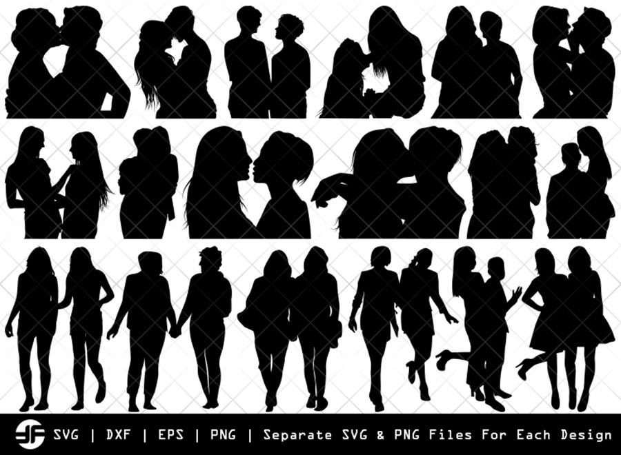 Lesbian Couple Svg Lesbian Silhouette Bundle Cut File So Fontsy 