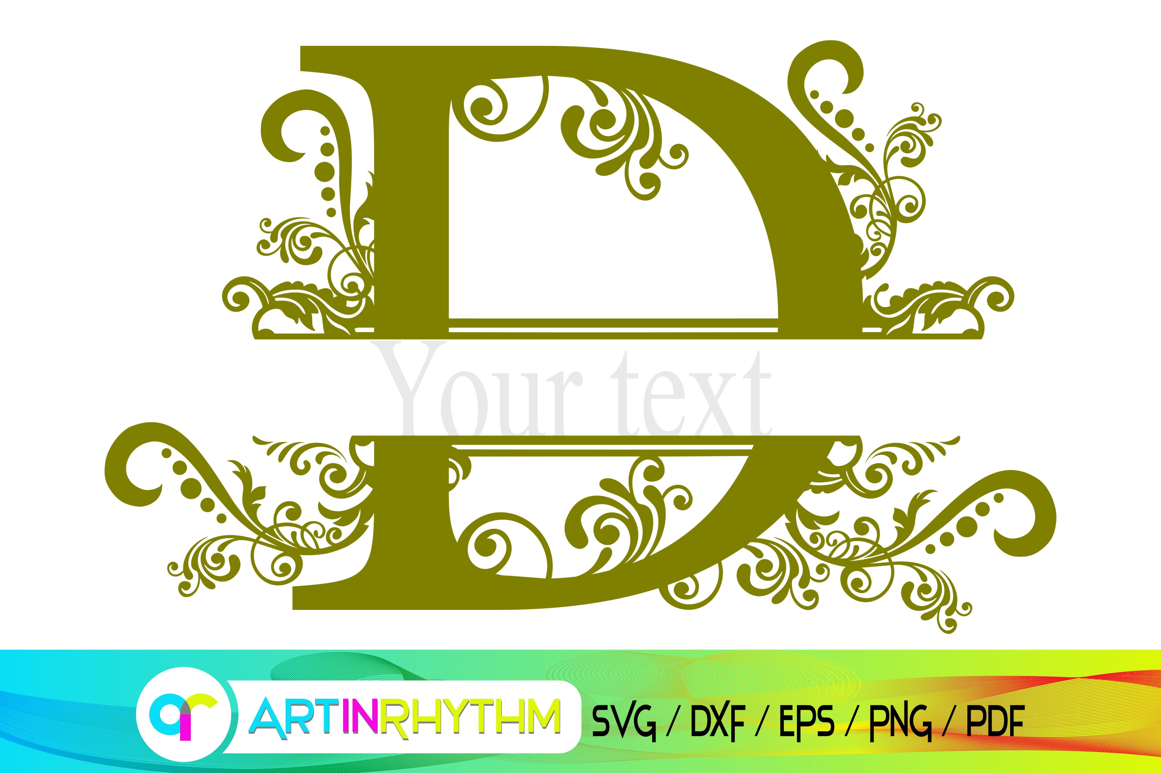 Letter D Split Monogram Svg