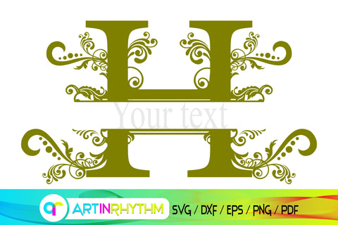 Letter H H Monogram Split Monogram Svg So Fontsy