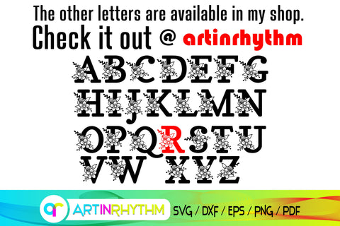 Letter R Svg Floral Alphabet Svg So Fontsy