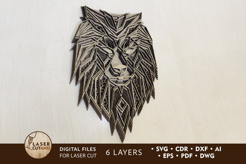 Lion - Multilayer Laser Cut Files, Mandala, 3D Design - So Fontsy