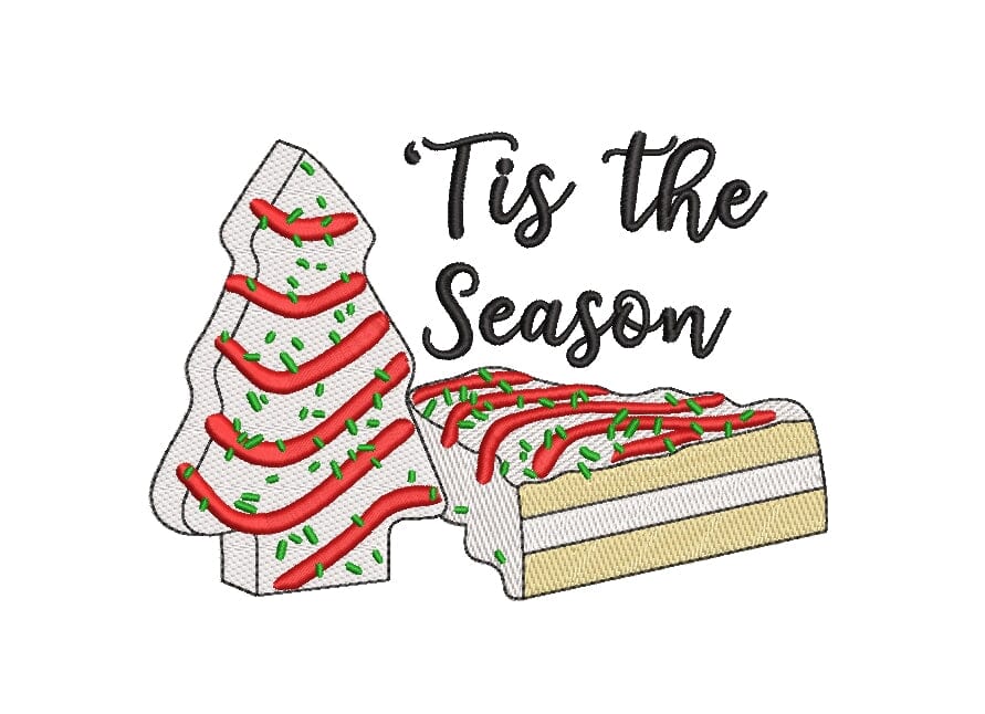 Little Debbie Christmas tree cake embroidery design. So Fontsy