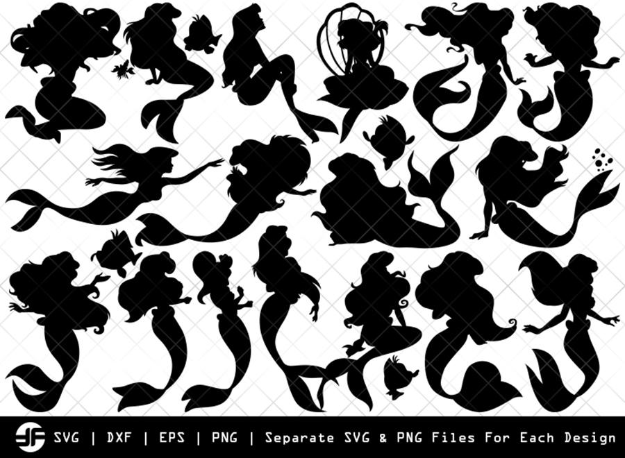 Download Little Mermaid Svg Silhouette Bundle Svg Cut File So Fontsy