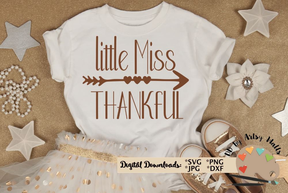 Download Little Miss Thankful Svg Baby Girl Thanksgiving Onesie Girl Fall Shirt Svg Dxf So Fontsy