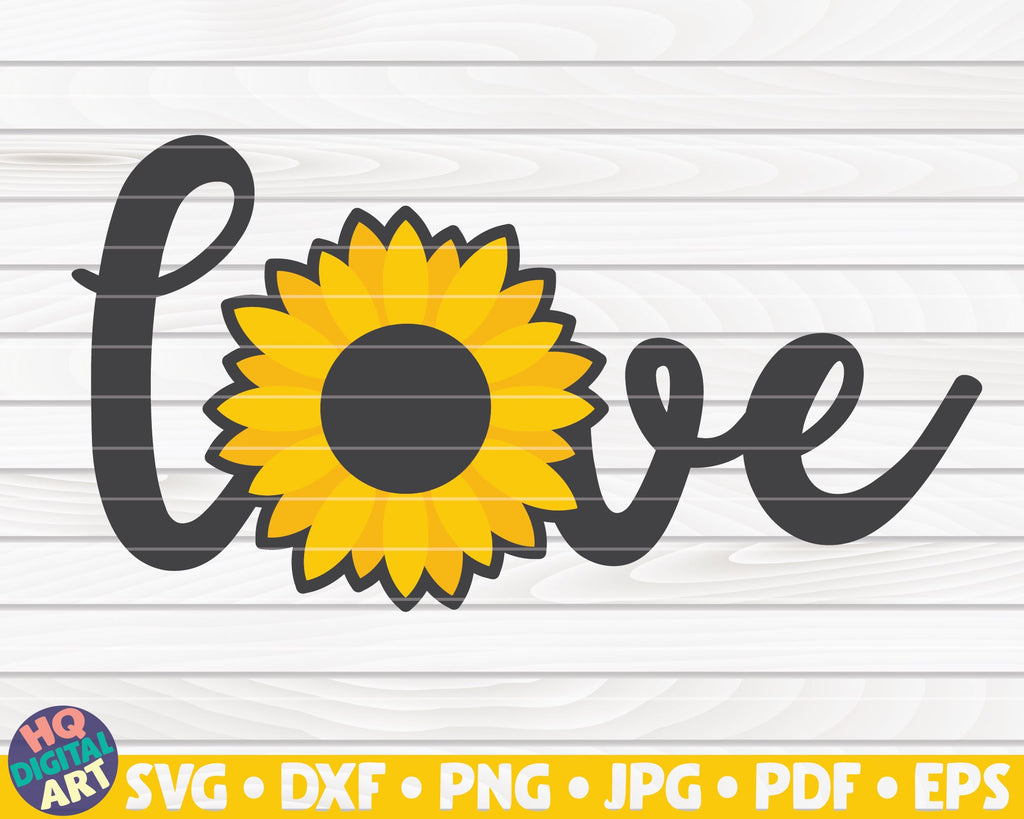 Love horizontal sign with Sunflower SVG - So Fontsy