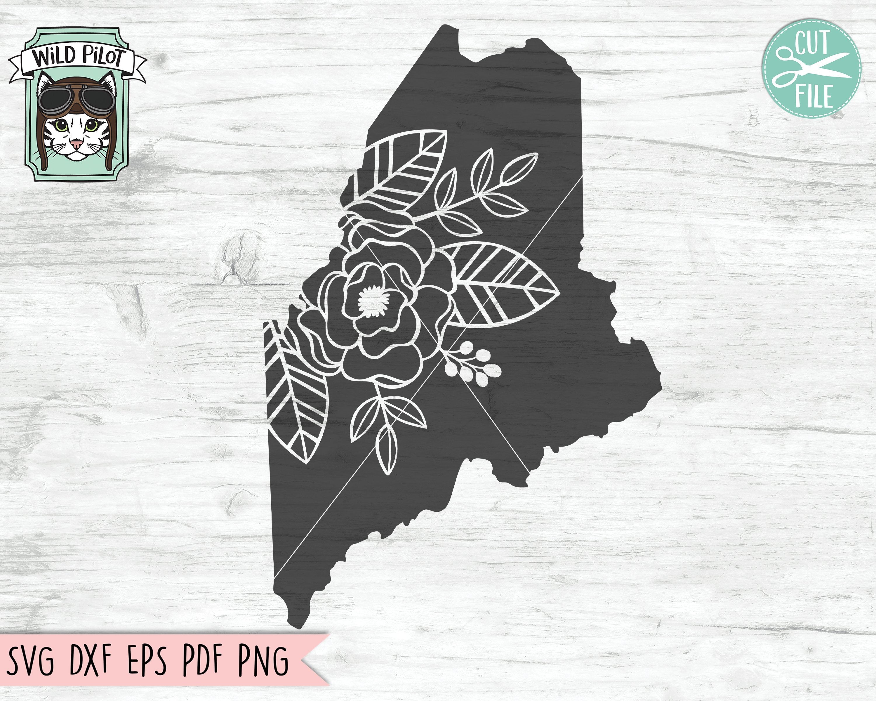 Download Maine State Floral Silhouette Svg Cut File So Fontsy