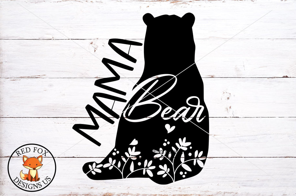 Mama Bear with Floral Design SVG Flowers Mother's Day - So Fontsy
