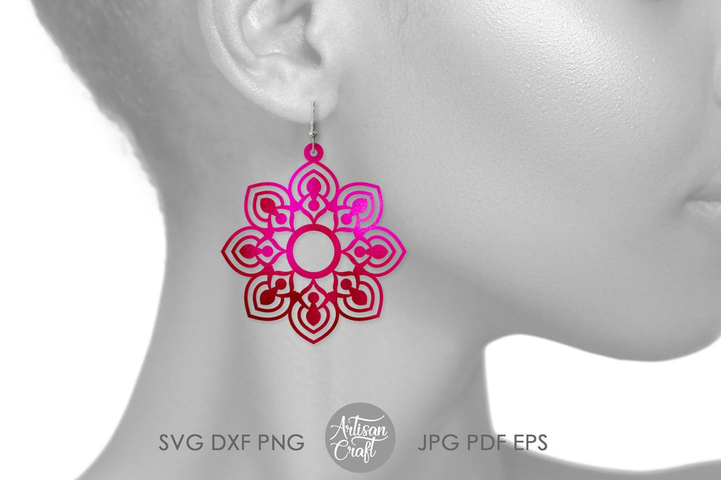 Download Mandala Earrings SVG ,Laser cut earring template | So Fontsy