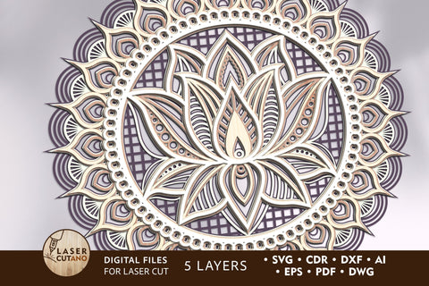 Download Mandala Lotus Multilayer Laser Cut Files Round Sign Svg 3d Designs So Fontsy