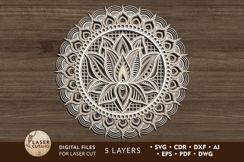 Download Mandala Lotus Multilayer Laser Cut Files Round Sign Svg 3d Designs So Fontsy