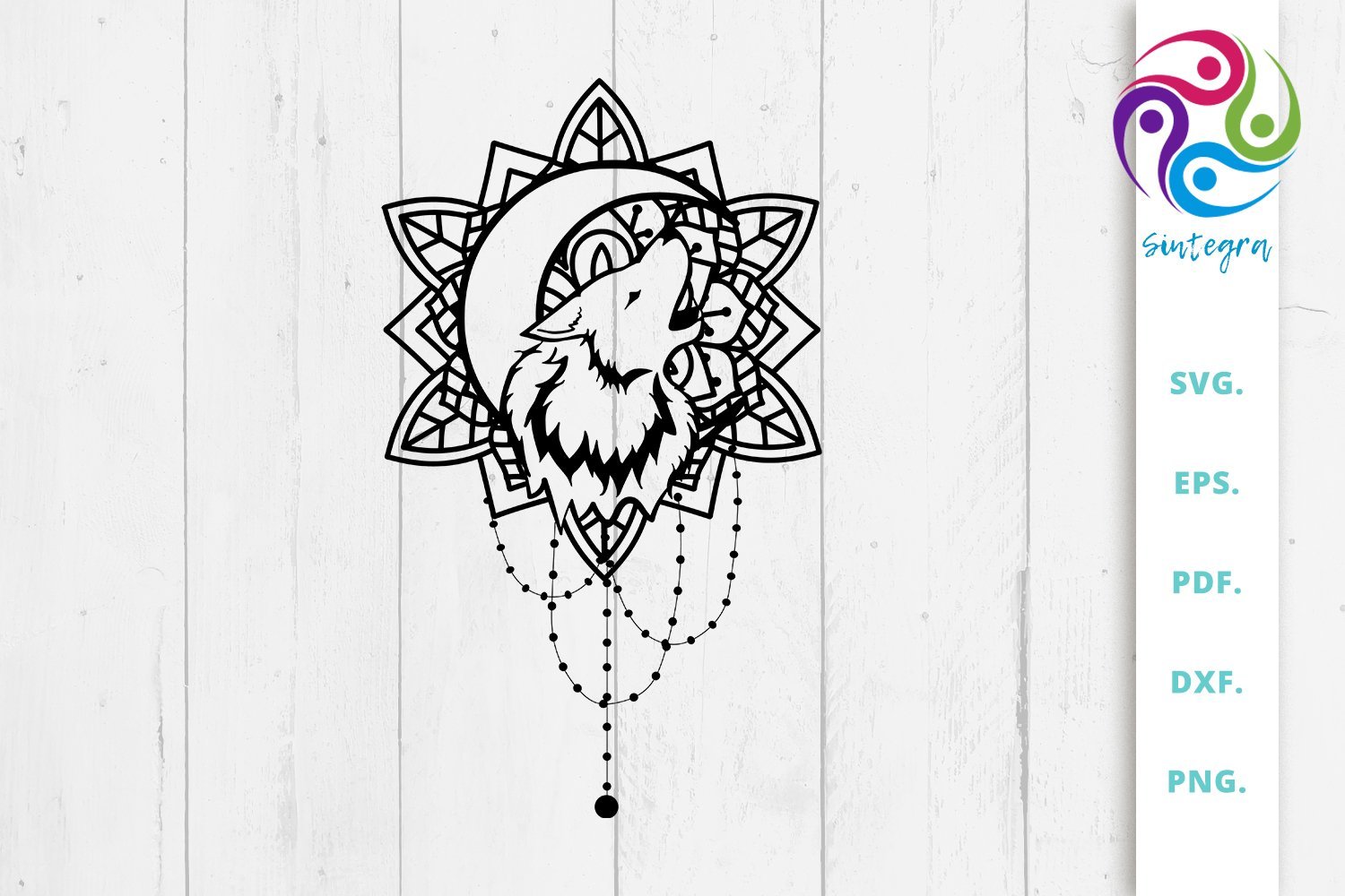 Download Mandala Wolf Moon Svg File So Fontsy