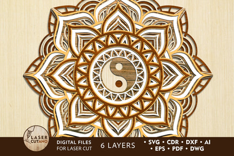 Download Mandala Yin Yang Multilayer Laser Cut Files Mandala Round Sign Svg 3d Designs So Fontsy