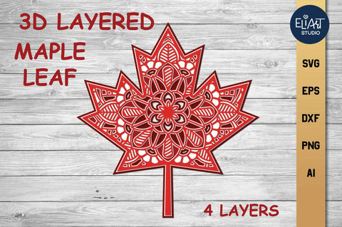 Download Maple Leaf Svg 3d Layered Canada Day Svg Mandala Cut File So Fontsy