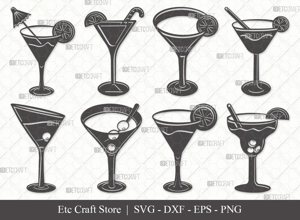 Download Martini Glass Silhouette SVG Cut File | Margarita Glass ...