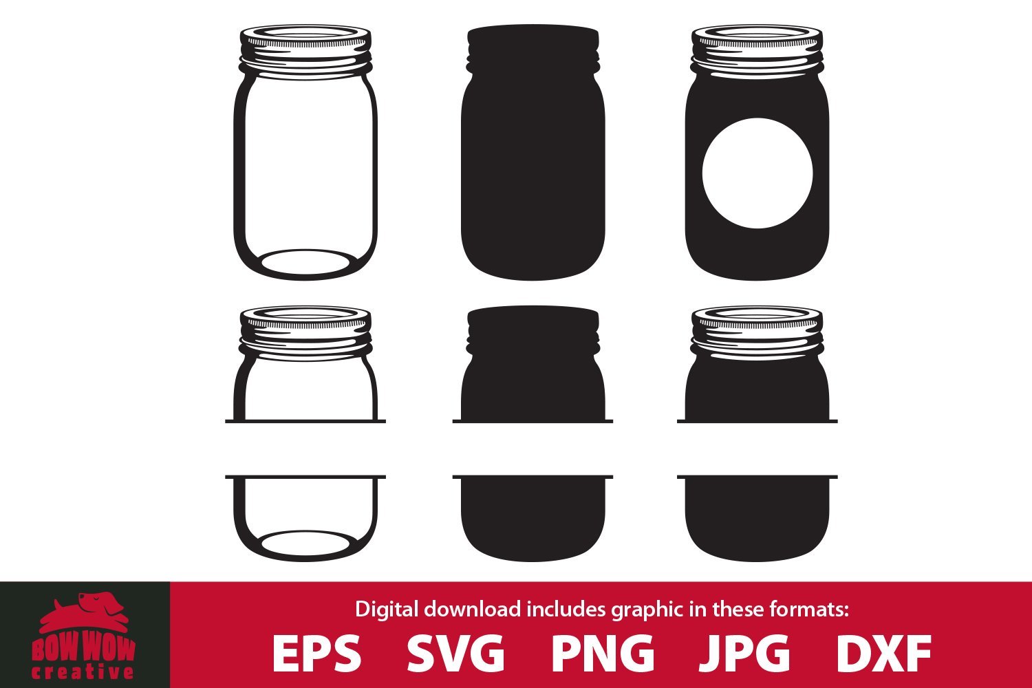 Download Mason Canning Jar Silhouette Monogram Svg Bundle Cutting File Clipart Bundle So Fontsy