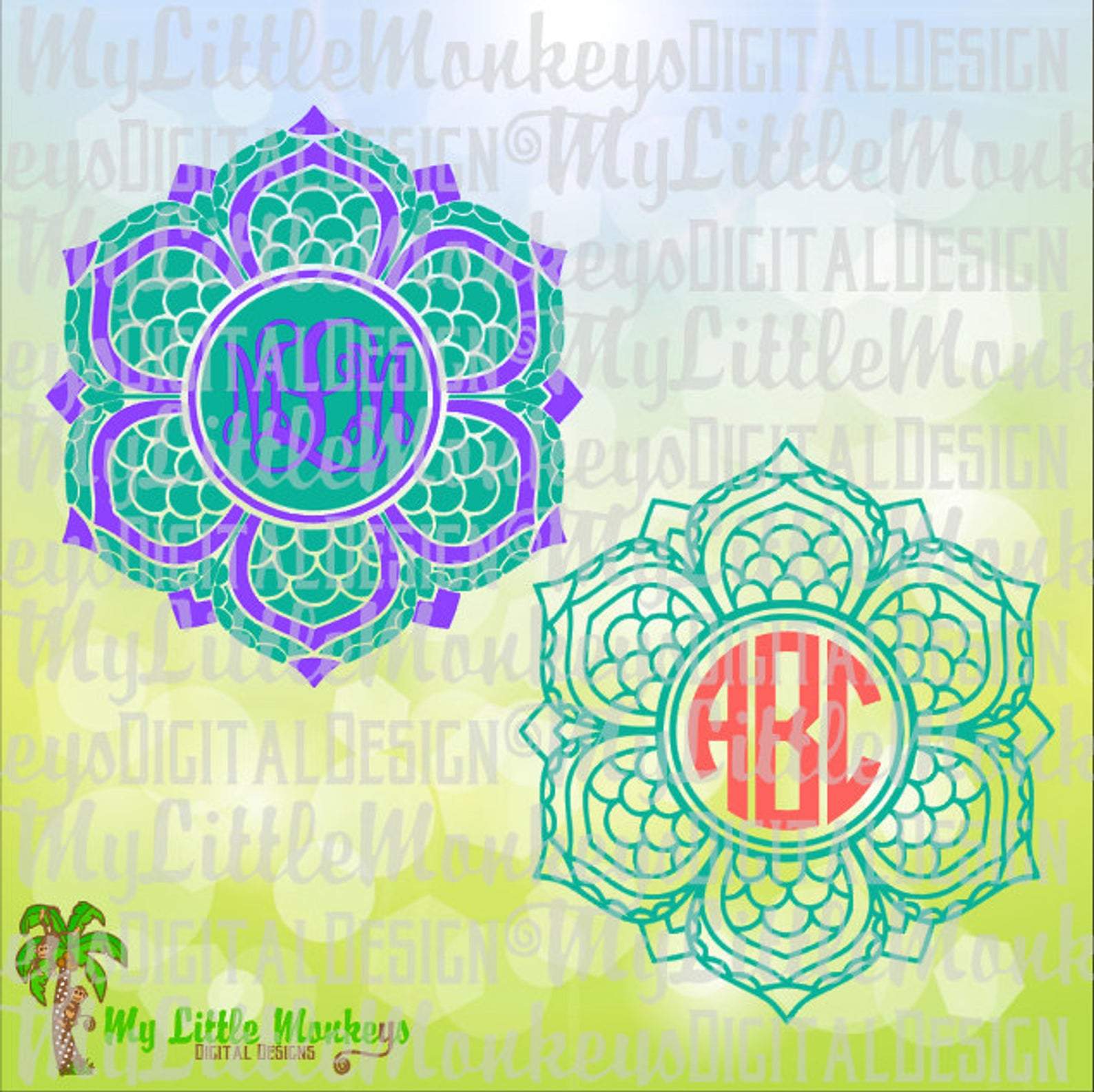 Download Mermaid Scales Mandala Monogram Base So Fontsy