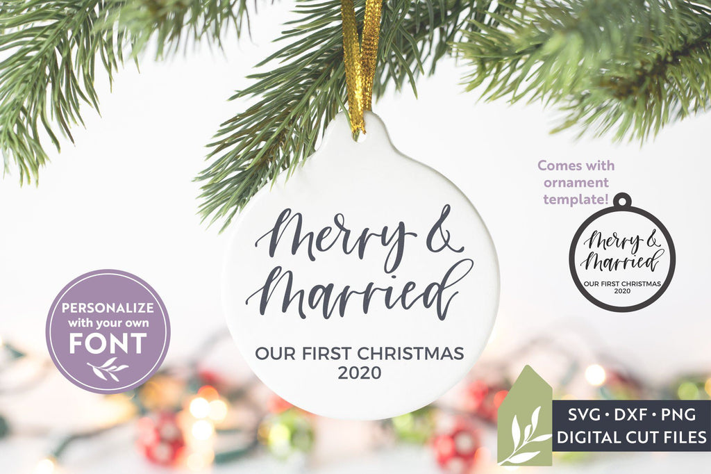 Download Merry And Married SVG Files | Wedding Christmas Ornament ...