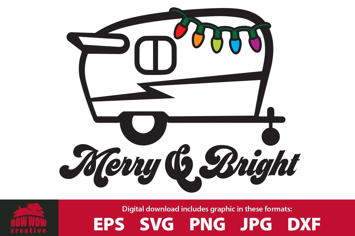 Download Merry Bright Vintage Camper Trailer Svg Sign Cutting File Clipart So Fontsy