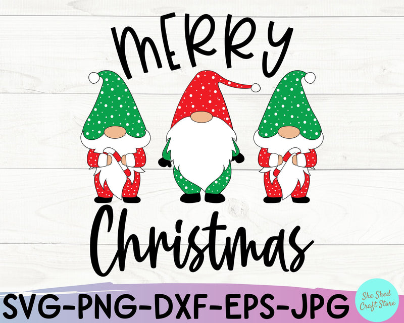 Merry Christmas Gnomes SVG Cut File - So Fontsy