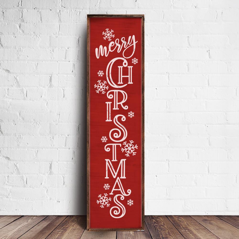 Merry Christmas  vertical Christmas SVG for long door sign  So Fontsy