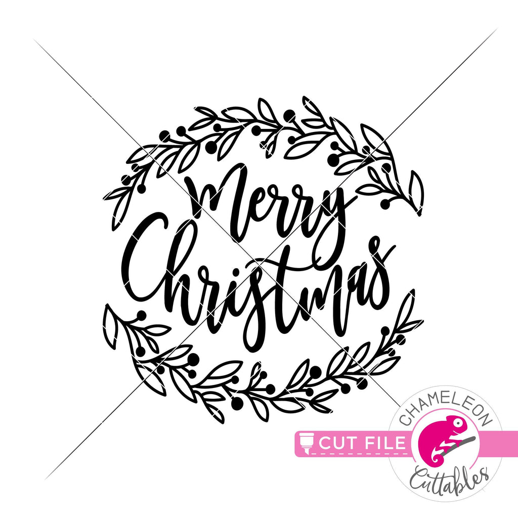 Merry Christmas with branches round circle svg png dxf - So Fontsy