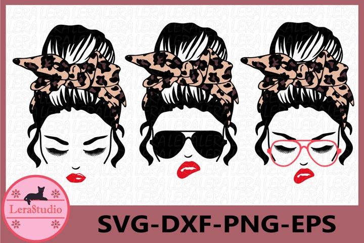 Download Messy Bun Bandana Leopard Svg So Fontsy