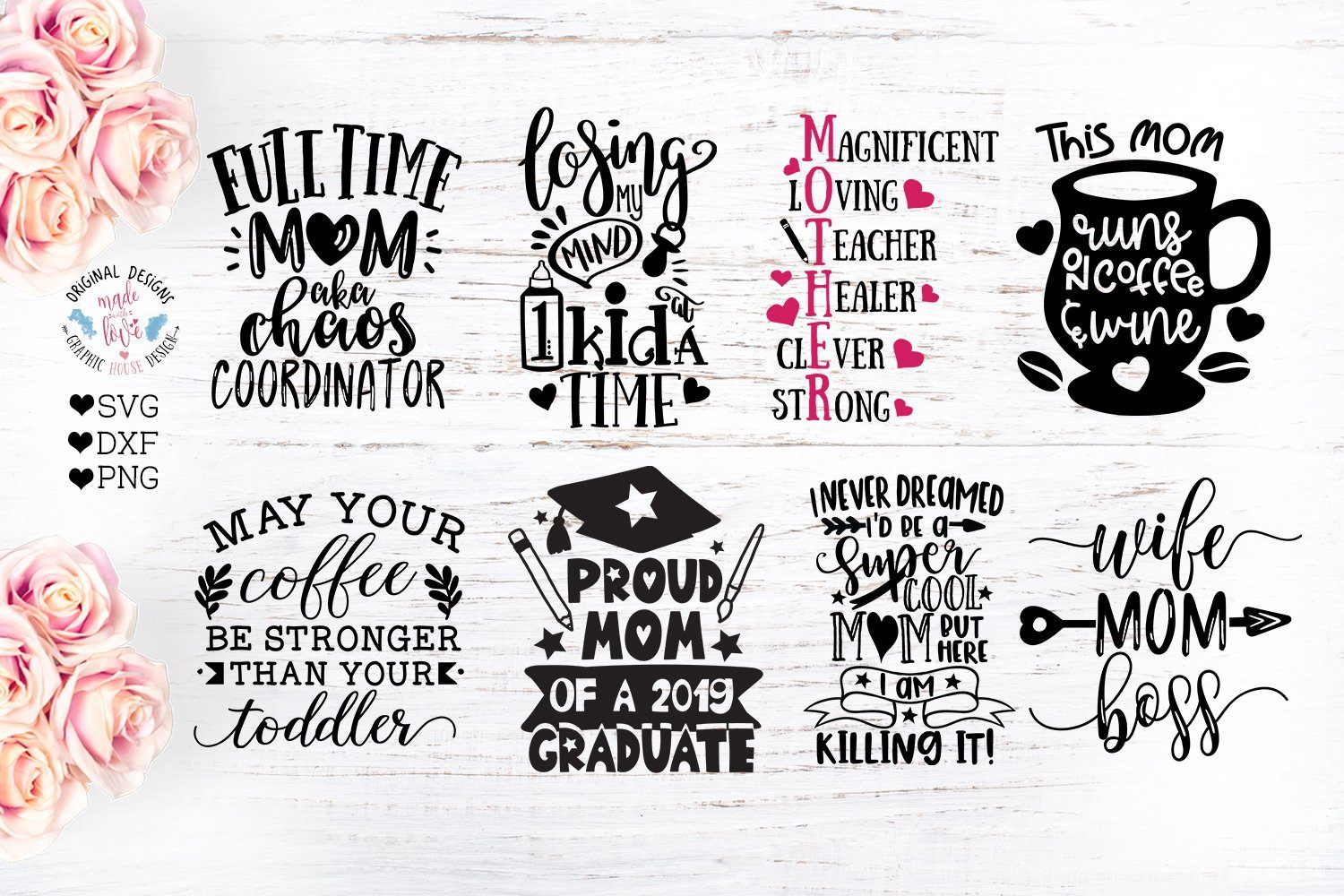 Download Mom T Shirt Cut Files Mini Bundle So Fontsy