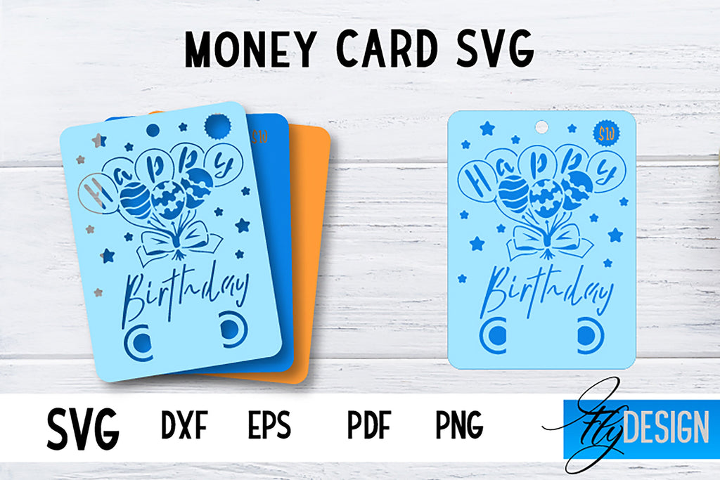 Money Card SVG | Happy Birthday Money Holder | HB Design - So Fontsy