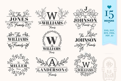 Download Monogram Family Sign Bundle 15 Farmhouse Sign Svgs So Fontsy