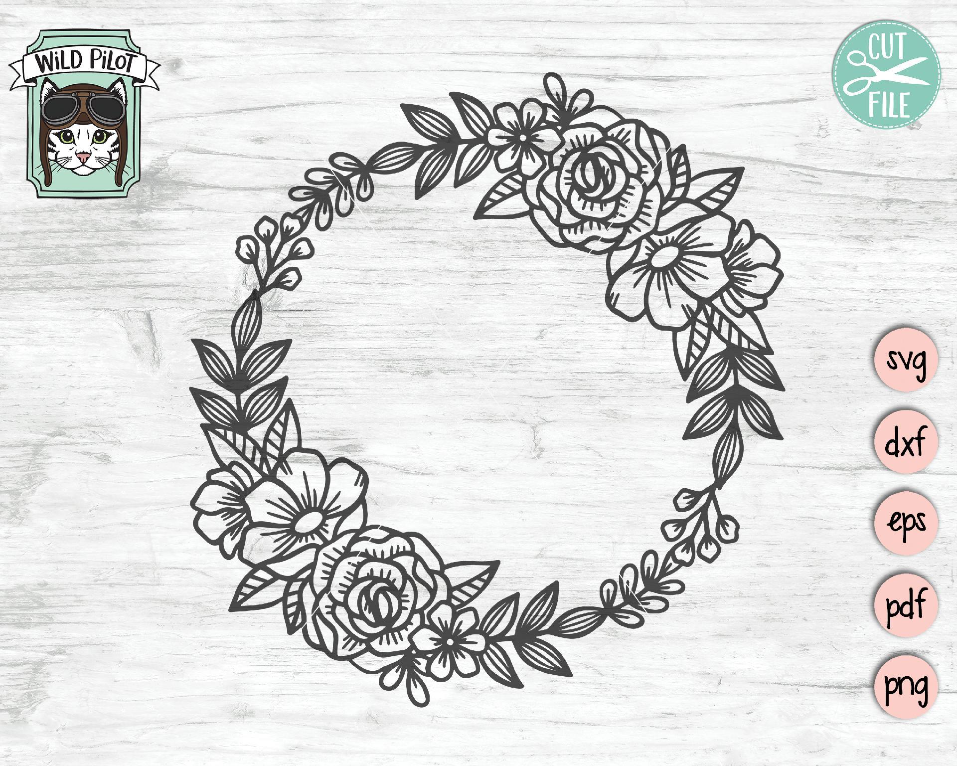 Download Floral Wreath Monogram Frame Svg Cut File So Fontsy