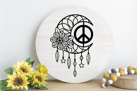 Download Moon Svg Dream Catcher With Peace Sign Boho Dreamer Svg So Fontsy