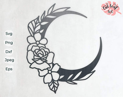 Download Moon With Flowers Svg Moon Svg Dxf Files For Plasma Cnc Files For Wood Moon Clipart Floral Svg Camping Svg Camper Svg Boho Svg So Fontsy