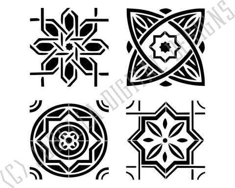 Download Moroccan Tile Svg Printable And Stencil Design Set Of 4 So Fontsy