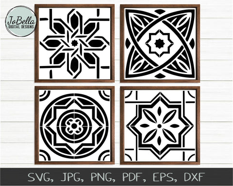 Download Moroccan Tile Svg Printable And Stencil Design Set Of 4 So Fontsy