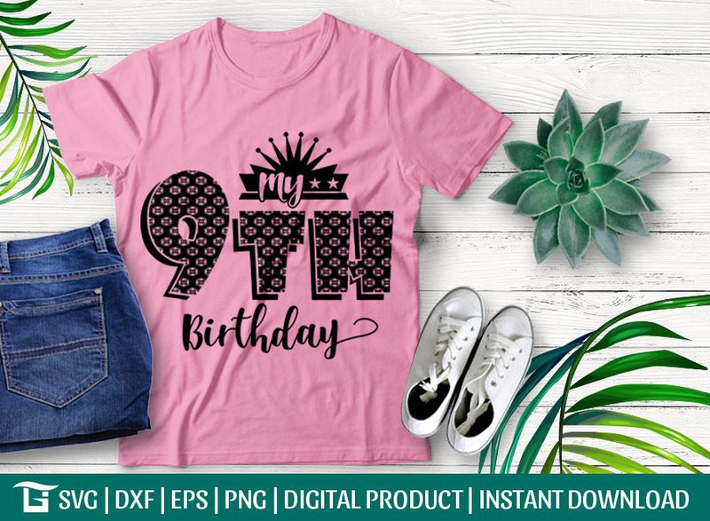 Download My 9th Birthday Svg Cut File, Ninth Svg, Birthday Party ...