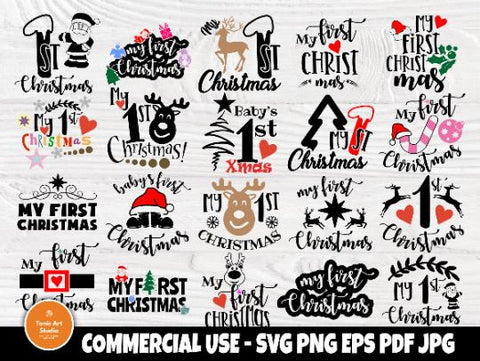 Download My First Christmas Svg Svg Bundle My 1st Christmas Christmas Svg Cricut And Silhouette Cut Files Cutting Files Svg Designs So Fontsy