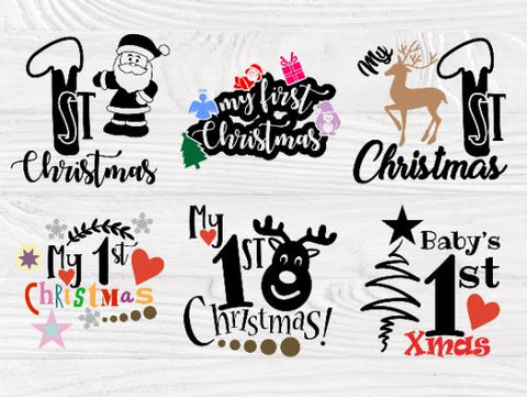 Download My First Christmas Svg Svg Bundle My 1st Christmas Christmas Svg Cricut And Silhouette Cut Files Cutting Files Svg Designs So Fontsy