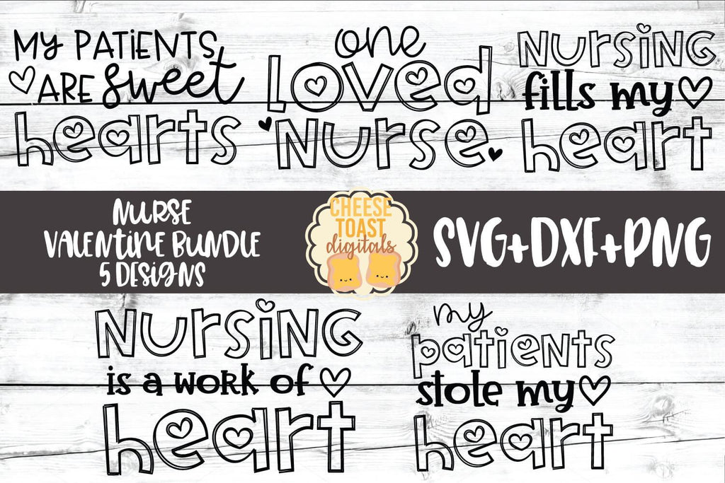 Nurse Valentine Bundle - Valentine's Day SVG PNG DXF Cut Files - So Fontsy