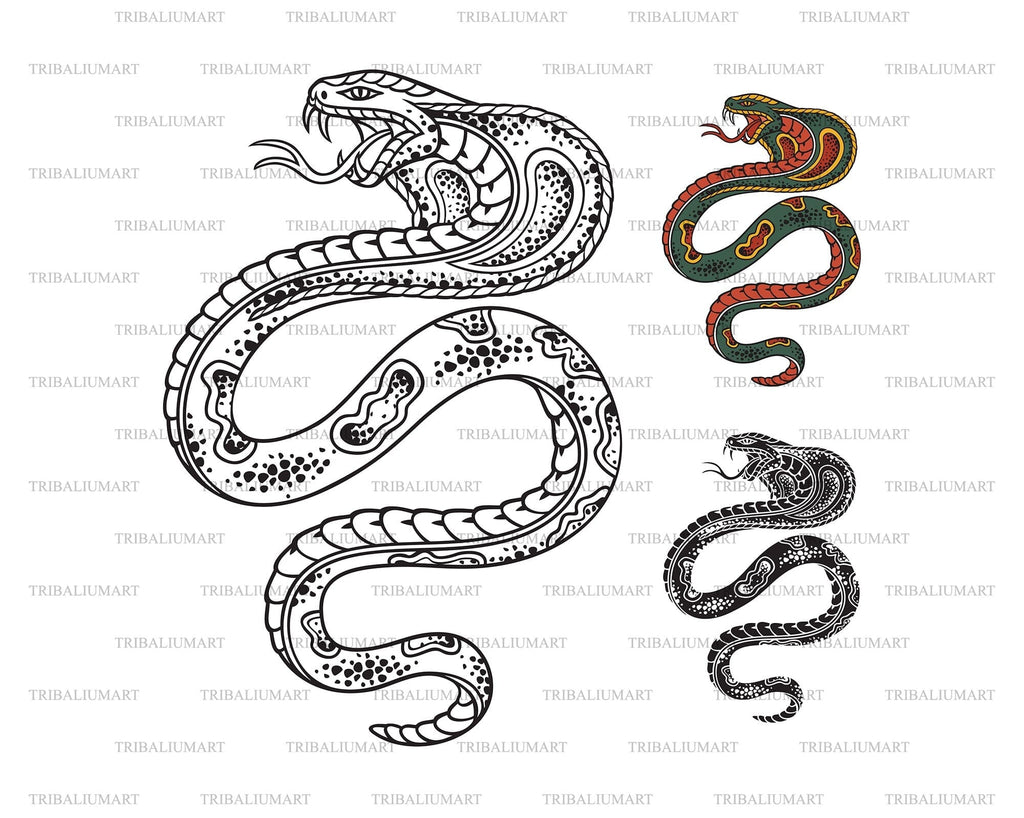 Old School Style Tattoo Cobra Snake. Cut file for Cricut. Clip Art ...