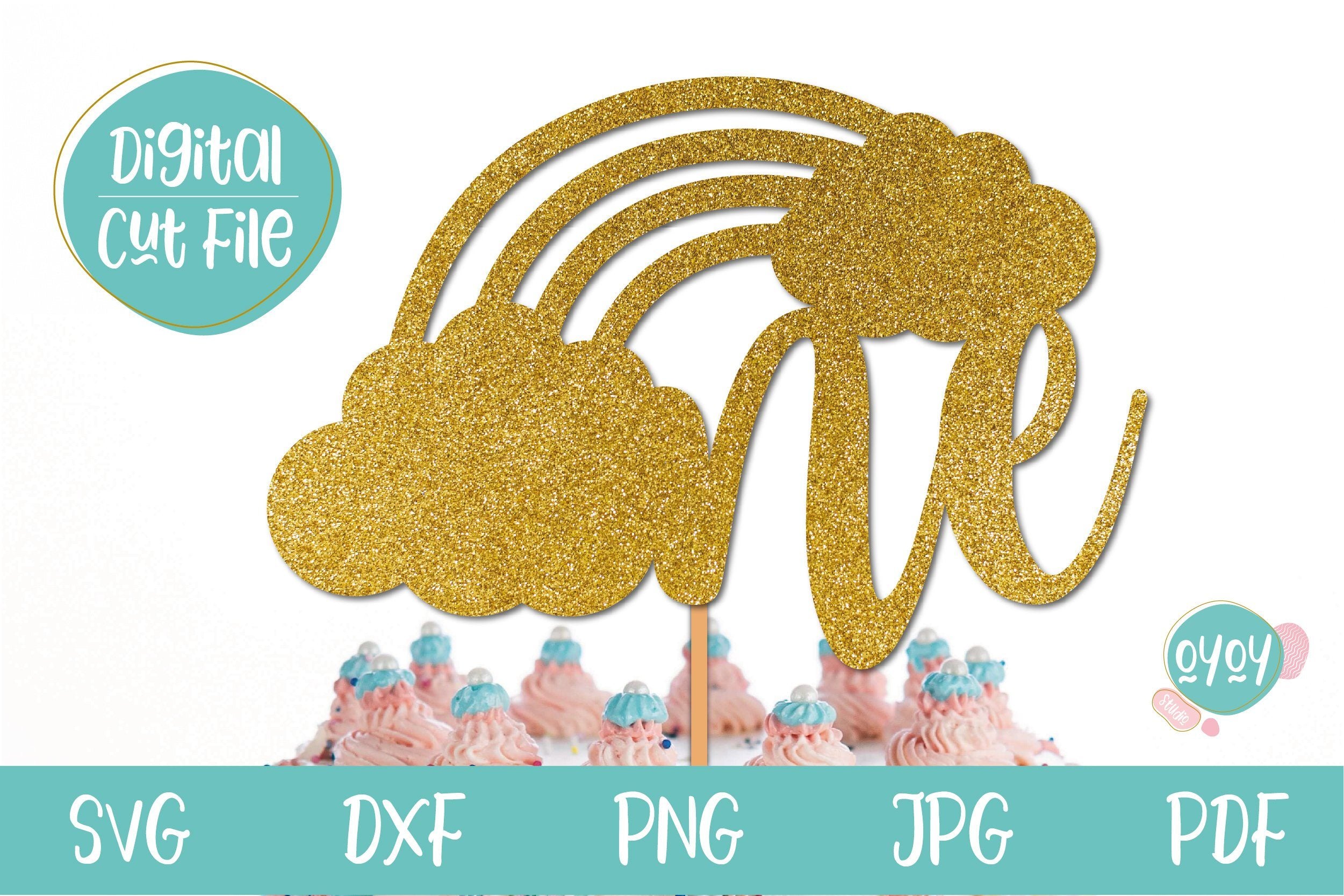 Download One Cake Topper Svg Rainbow 1st Birthday Svg So Fontsy