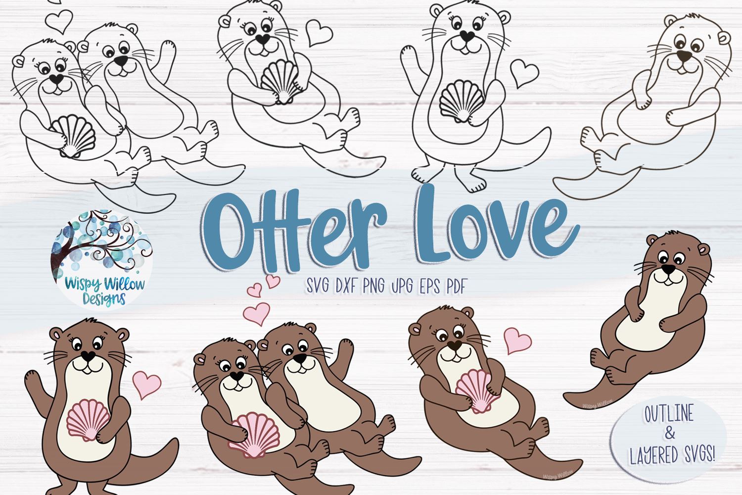 Download Otter Love Svg Bundle So Fontsy